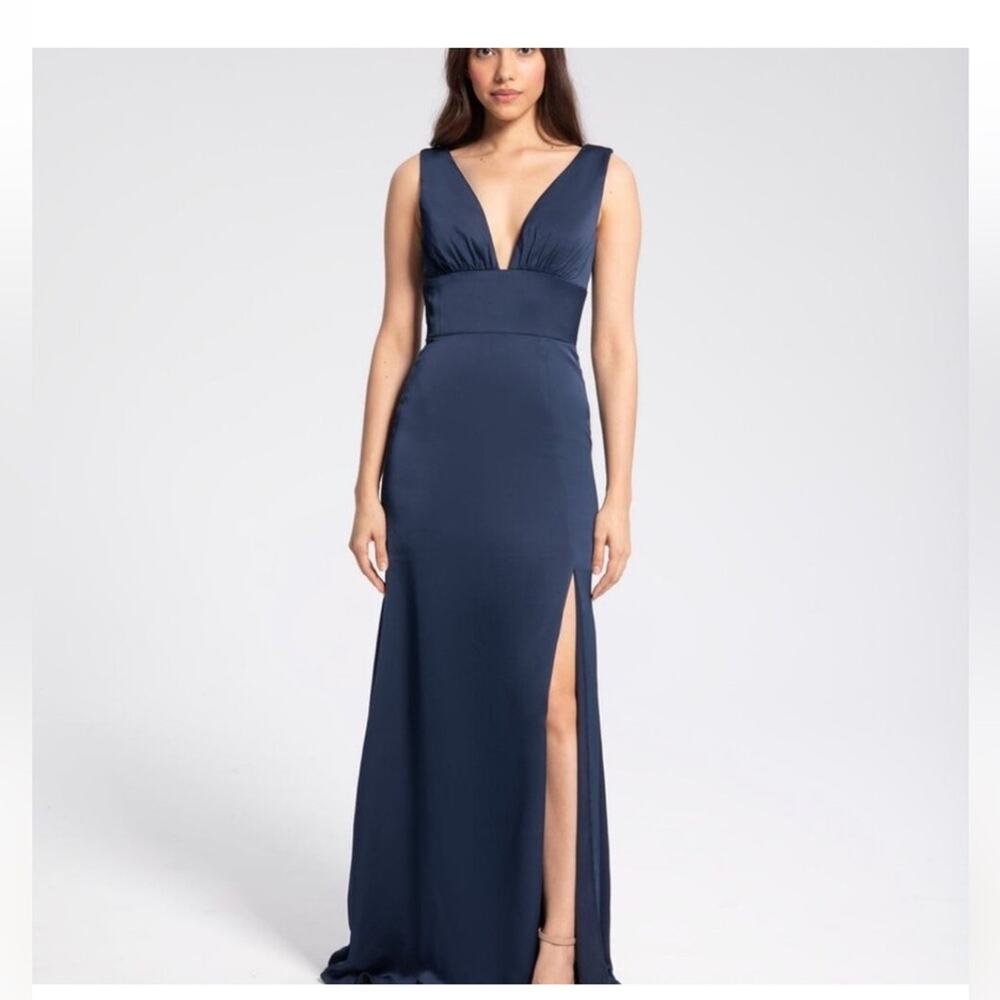 NEW Hayley Paige Formal Dress Crepe De Chine GREEN Wedding Evening Gala Prom